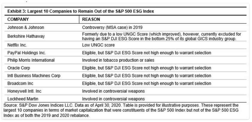 Exhibit 3: Largest 10 Companies to Remain Out of the S&P 500 ESG Index